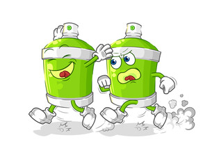 spray paint play chase cartoon. cartoon mascot vector