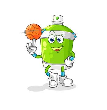 spray paint playing basket ball mascot. cartoon vector