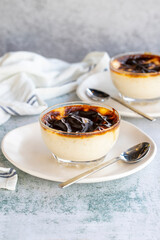 Rice pudding. Rice pudding dessert made of milk, sugar and rice on a stone background. Turkish cuisine delicacies. close up