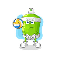 spray paint play volleyball mascot. cartoon vector