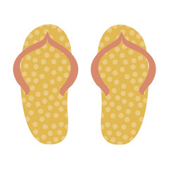 Flip flops isolate on a white background. Slippers icon. Colored flip flops  yellow, pink striped on white background.