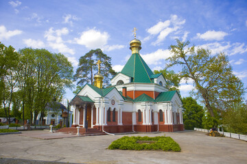 Fototapeta na wymiar Church of the Passion of the Lord in Rizopolozhencheskiy Male Monastery (before Palace of Hoetsky) in Tomashivka, Kyiv Oblast, Ukraine