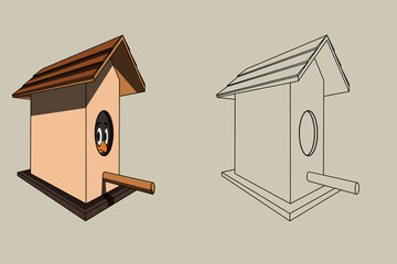 Birdhouse drawings done in perspective, great for digital painting practice