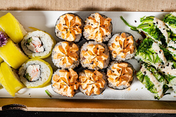 tasty sushi in the box