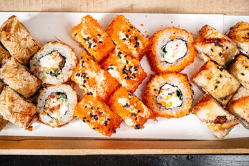 tasty sushi in the box