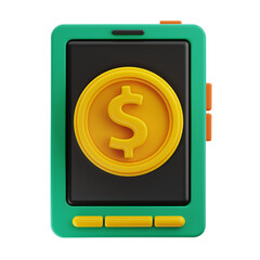 dollar money phone finance icon 3d rendering on isolated background