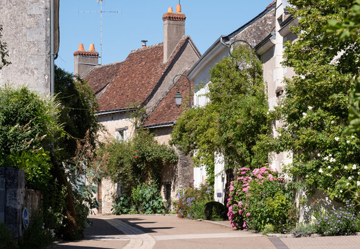 The small village of Chedigny in the Loire Valley, central France. The village has been turned into a giant garden and is known as a garden village or 'Remarkable Garden'. It bursts with colour.