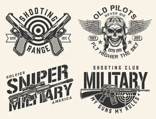 Army weapons set monochrome element © DGIM studio