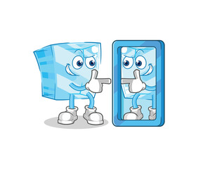 glass looking into mirror cartoon. cartoon mascot vector