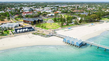 Beautiful aerial view of Busselton Jetty and city, Western 
Australia