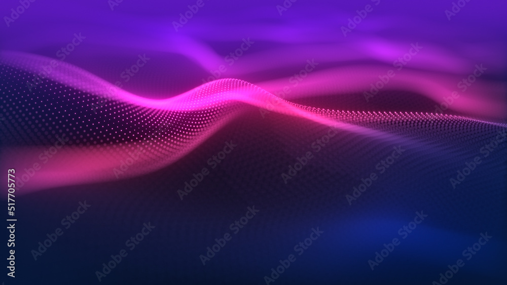 Aufkleber particles wave cyber or technology background. abstract seamless loop of mesh glowing red dots digit