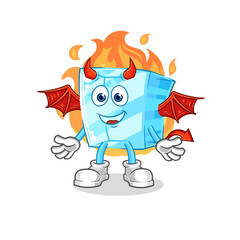 glass demon with wings character. cartoon mascot vector