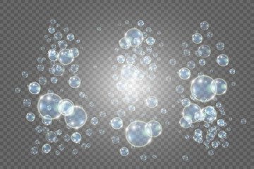 	
White beautiful bubbles on a transparent background vector illustration. Bubble.	