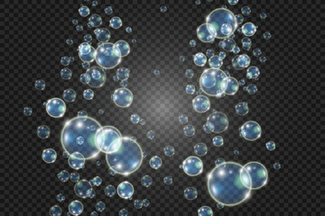 	
White beautiful bubbles on a transparent background vector illustration. Bubble.	