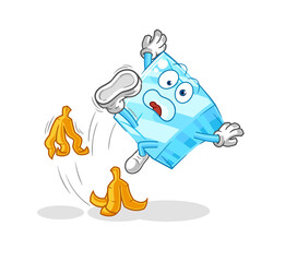 glass slipped on banana. cartoon mascot vector