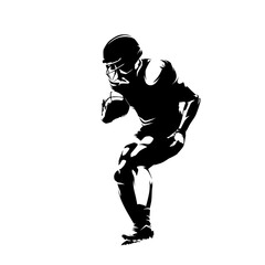 Football player, abstract isolated vector silhouette. American football logo. Side view