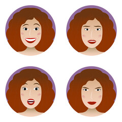 Set of faces. People portrait - Avatars, Students -Modern flat vector concept illustration of young people, face portraits, round user avatars. Creative landing web page template.