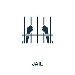 Jail icon. Monochrome simple line Crime icon for templates, web design and infographics