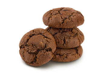 chocolate cookies isolated on white background with full depth of field