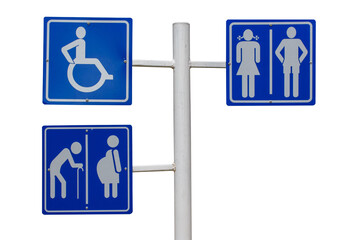 Sign of  public toilet for male, female, pregnant, oldster, and disabled