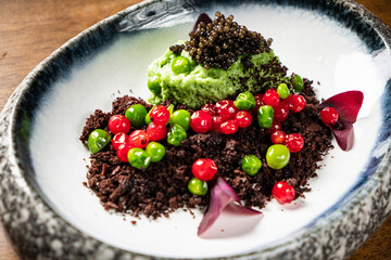 Christmas dessert in the restaurant