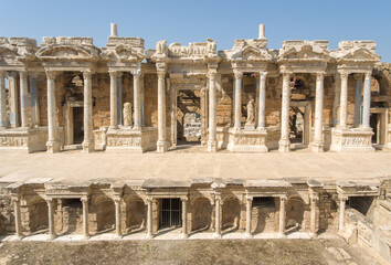 Fototapeta premium Ancient Hierapolis Theatre at Pamukkale, Turkey. 