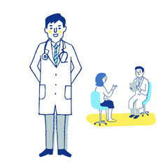 医師と患者を診察しているシーン