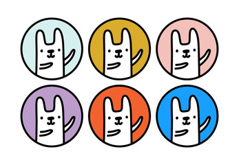 Pastel rabbits hand drawn vector icon logo in cartoon doodle kawaii style