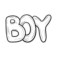 Handwritten lettering, drawn word boy, vector isolated doodle illustration.