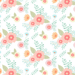 Beautiful vector floral summer seamless pattern with hand drawn field wild flowers. Vector illustration.