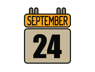 Day 24 September calendar icon. Calendar vector for September days isolated on white background.