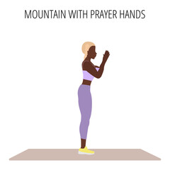 Mountain with prayer hands pose yoga workout