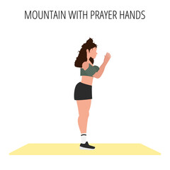 Mountain with prayer hands pose yoga workout