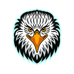 Vector illustration of Bald eagle. Eagle head on white background. Can be used as mascot. For tattoo or T-shirt design or outwear.