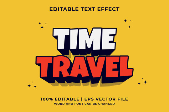 3d Time Travel Cartoon Editable Text Effect Premium Vector