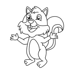 Fototapeta premium Coloring page cute squirrel vector illustration