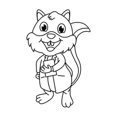 Fototapeta premium Coloring page cute squirrel vector illustration