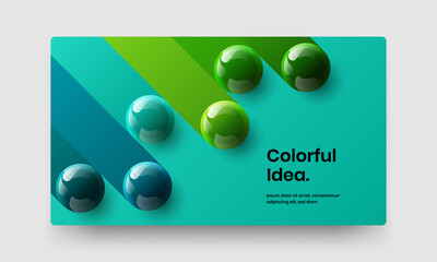 Fresh horizontal cover design vector illustration. Geometric 3D spheres web banner concept.