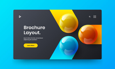 Trendy 3D spheres corporate brochure template. Fresh company cover design vector layout.