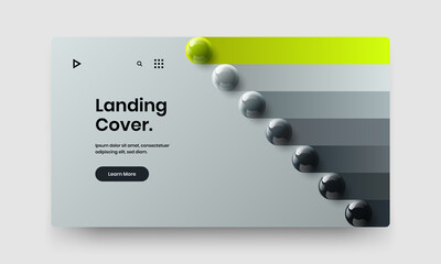 Isolated realistic balls journal cover template. Minimalistic company brochure vector design layout.