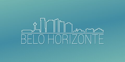 Belo Horizonte, State of Minas Gerais, Brazil Skyline Linear Design. Flat City Illustration Minimal Clip Art. Background Gradient Travel Vector Icon.