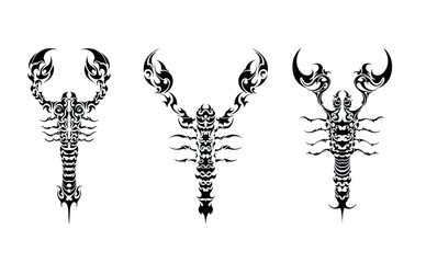scorpions set abstract tropic poison monsters tattoo symbol stickers