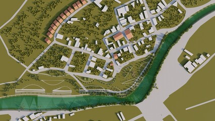 Fototapeta premium Urban proposal for reforestation and wastewater treatment in Tarapoto