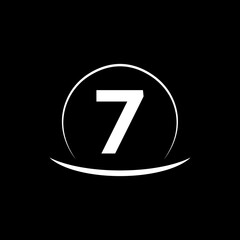  Abstract number 7 logo design. Line creative symbol.
