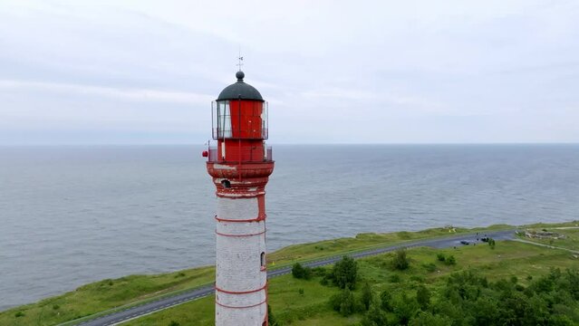 Beautiful limestone cliff on Pakri peninsula, Estonia with the historic lighthouses. One of the oldest lighthouses in Europe.