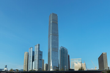 Skyscraper in downtown district of Hong Kong city © leeyiutung