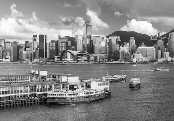 Fototapeta premium Scenery of Victoria Harbor of Hong Kong city