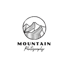 vintage mountain photography emblem logo