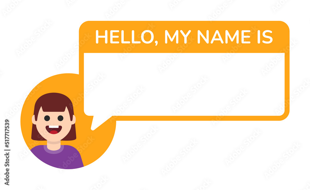 Aufkleber Hello, my name is text with empty template vector illustration.