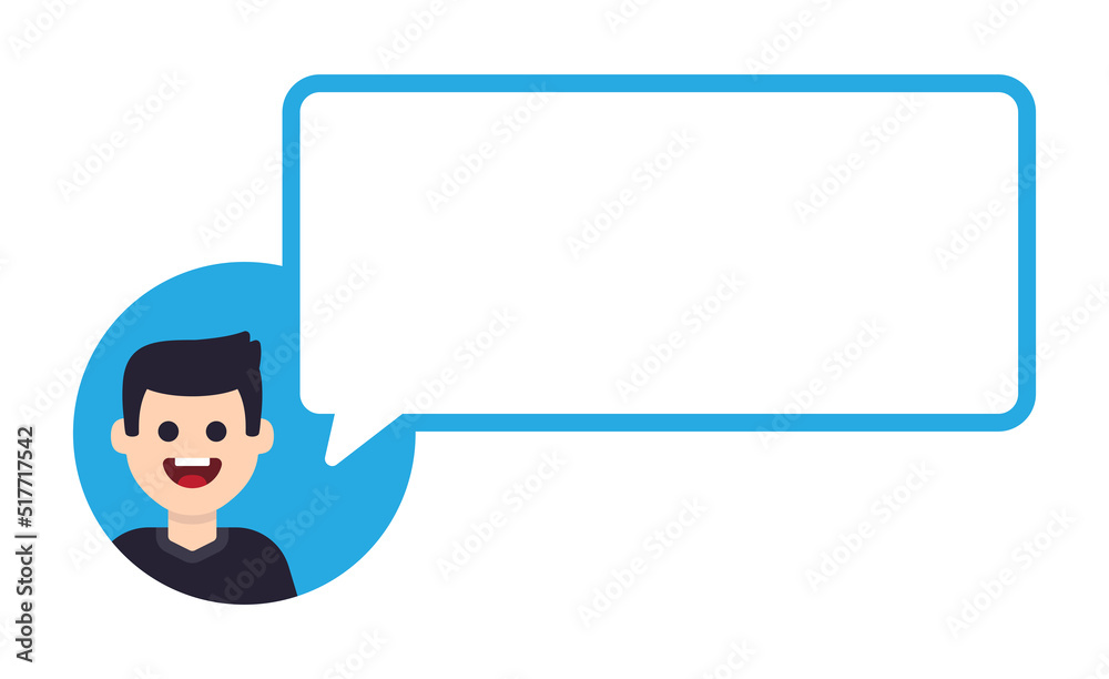 Poster Man character with blank message template vector illustration.